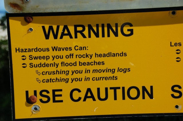 BC beach warning sign