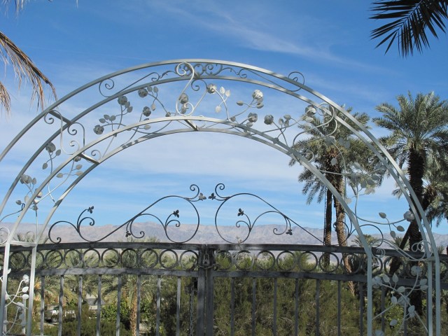 Gate and palm trees